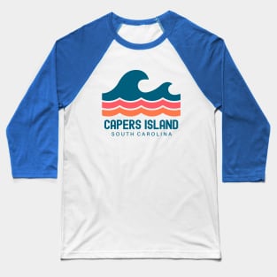 Capers Island South Carolina Vintage Wave Baseball T-Shirt
